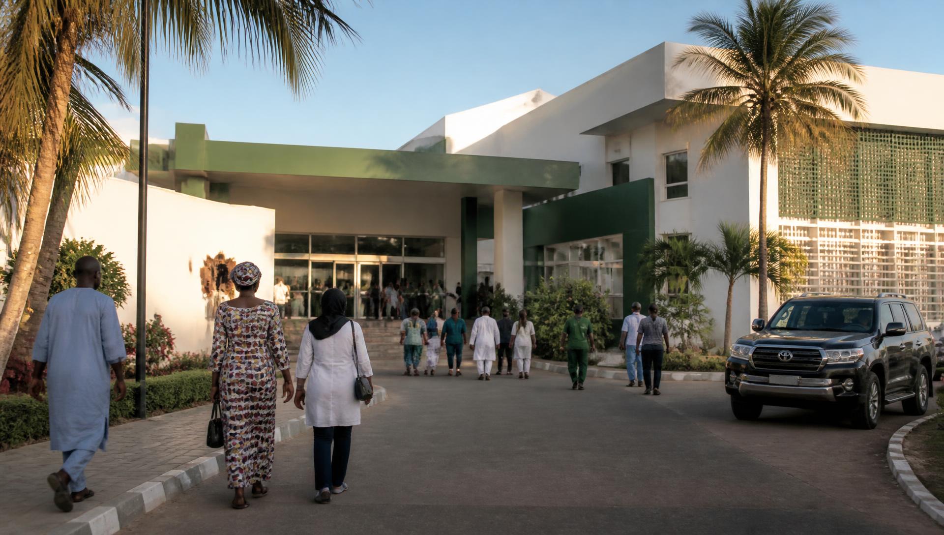 Entrée de l'Institut d'Hygiène Sociale de Dakar en fin de journée