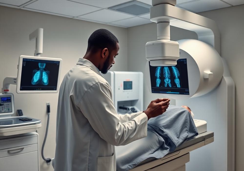 Manipulateur en radiologie préparant un examen